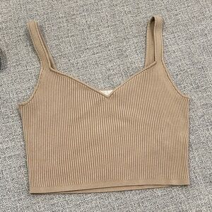 H&M Tan Ribbed Camisole Crop Top